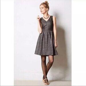 Anthropologie Moulinette Soeurs Dress 10 Glissade Metallic Tweed Fit Flare Dress